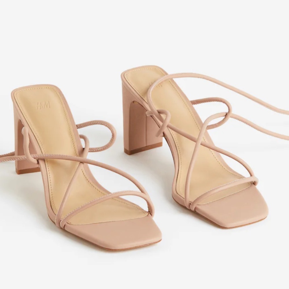 H&M HM Women's Strappy Nude Heels EUC